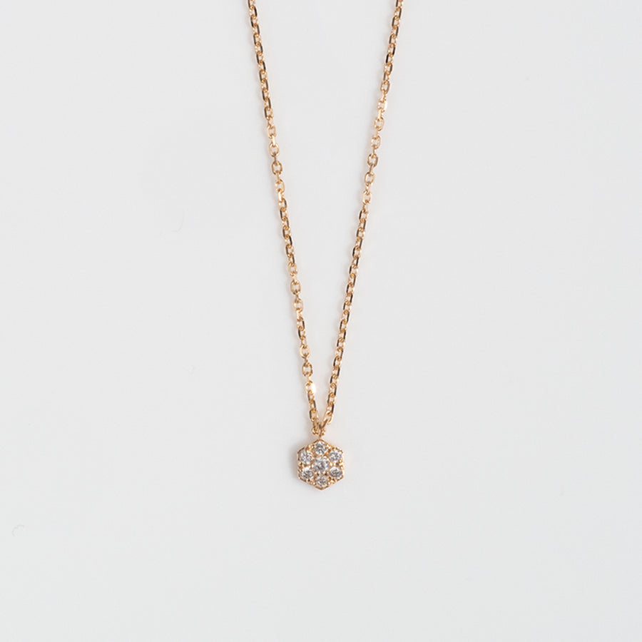 K18YG パヴェ ヘキサゴン ダイヤモンドネックレス - MoTo jewelry（モトジュエリー）