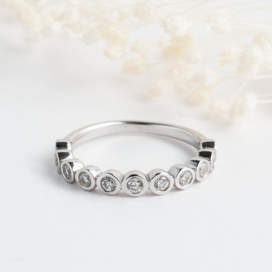 K10WG ハーフエタニティ ダイヤモンドリング - MoTo jewelry（モトジュエリー）