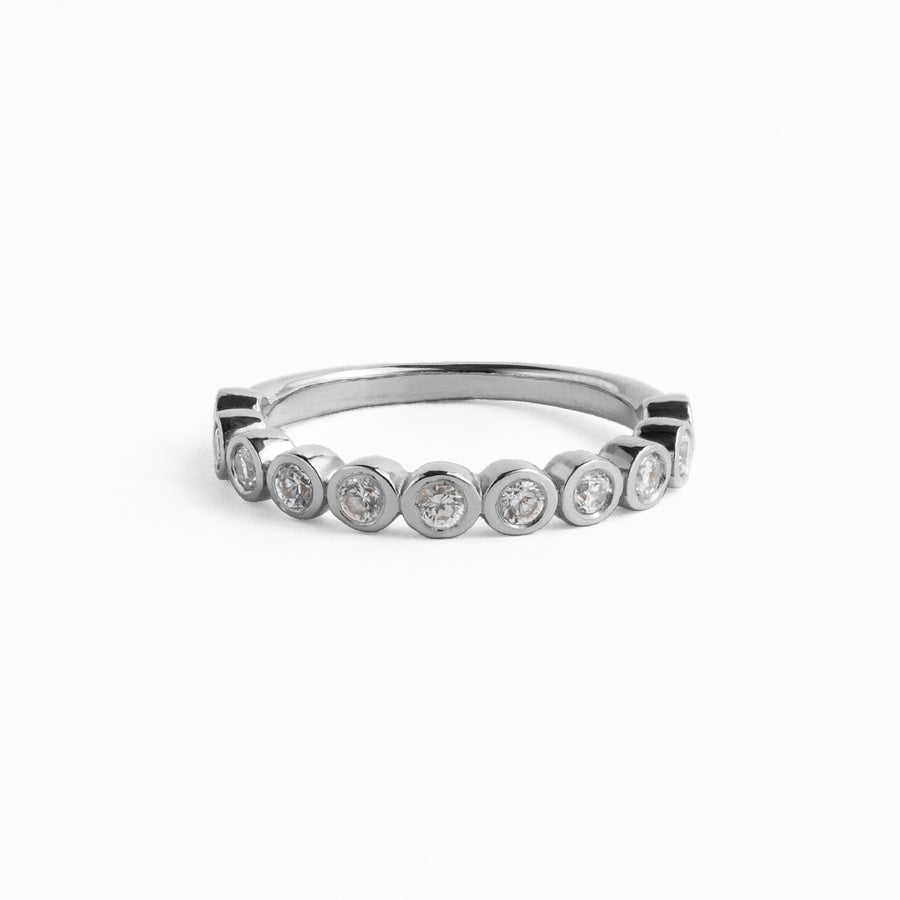 K10WG ハーフエタニティ ダイヤモンドリング - MoTo jewelry（モトジュエリー）